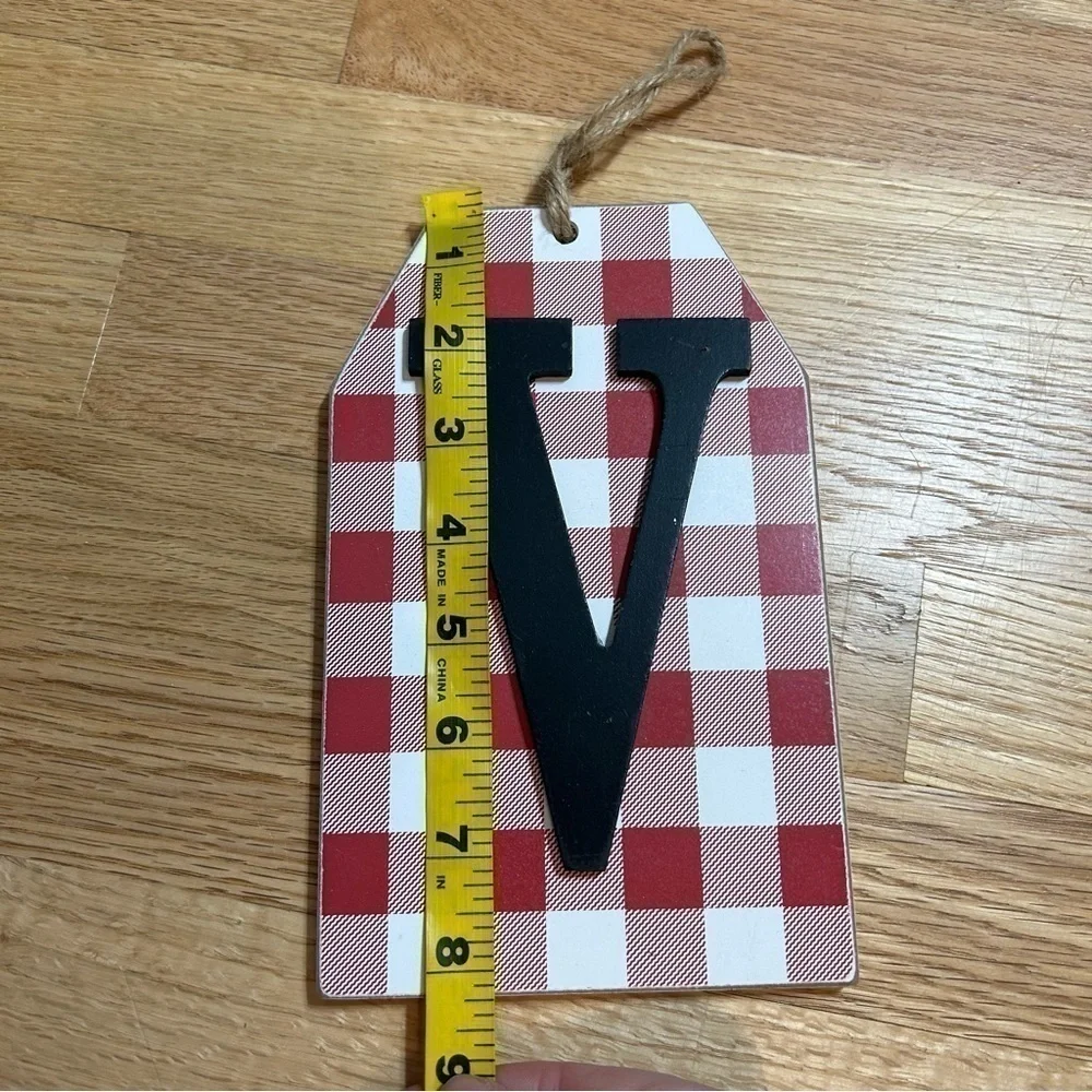 V Christmas Ornament Wall Hanging Bundle NEW Ball Red White Plaid Home Decor